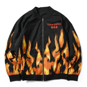 TEAM SATAN SKATEBOARDING × ED HARDY `[T^ XP[g{[fBO ×Gh n[fB WPbg Xg[g qbvzbv bp[ _T[ uh FLAME BOMBER JACKET TS007-1