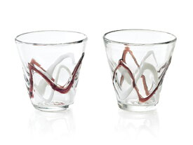 『ウェーブ　ペアロックグラス　2Pセット』ガラス食器　手作りガラス　ガラス　グラス　コップお酒　デザート　かわいい　おしゃれ