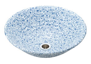 洗面ボウル 陶器 日本製『フローラ ブルーフラワー L Φ38cm』磁器洗面ボウル 手洗いボウル 洗面ボール 丸型 置き型 埋め込み おしゃれ かわいい 和風 モダン トイレ 洗面所 玄関 店舗 リフォ