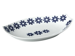 『Sargadelos サルガデロス Xirasol-Flora 43cm オーバルプラター(青x白) 』|プレート 楕円 皿 大皿 高級食器 スペイン食器 装飾食器 陶器 レストラン ホームパーティー おもてなし おしゃれ かわ