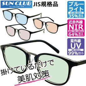 SUNCLUB サンクラブ JIS検査済 NIR1037 N IR1400UVサングラス 美肌対策メガネ 近赤外線 紫外線UV ブルーライトカット 度なし眼鏡