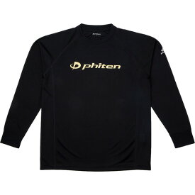 ファイテン PHITEN RAKUシャツSPORTS SMOOTH DRY 長袖 ブラック×ロゴ金 Tシャツ JG354003