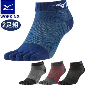 MIZUNO ミズノ ワーキング メッシュソックス アンクル丈 5本指 2足組 ユニセックス F2JX8584 送料無料キャンペーン対象外