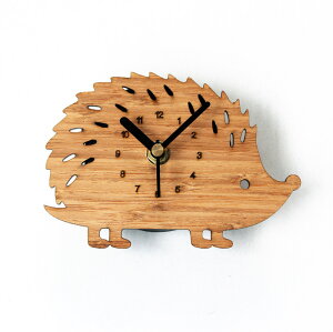 送料無料 掛け時計 ハリネズミ 動物時計 マグネット時計 クオーツ時計 ウォールクロック 磁石 木製 冷蔵庫 キッチン ナチュラル 木目 かわいい アニマル 北欧 インテリア 小物