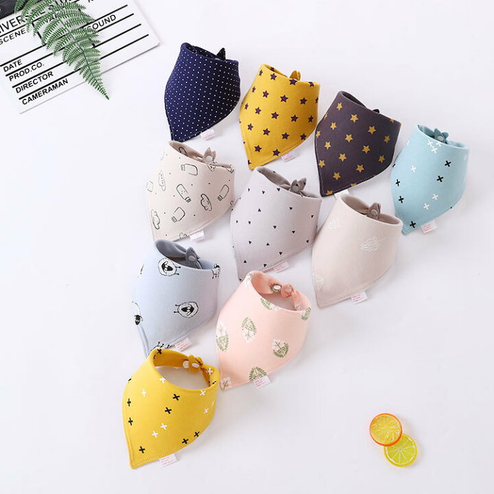 楽天市場 送料無料 バンダナスタイ 5枚セット よだれかけ ビブ ベビー 赤ちゃん 子供用 男の子 女の子 乳児 幼児 ベビー用品 三角巾風 よだれカバー 汚れ防止 ホック スナップ おしゃれ かっこいい かわいい イラスト プリント アニマル スター 星 車 飛 Laforest