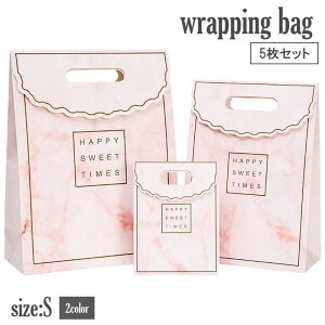 送料無料 ラッピングバッグ ギフトラッピング 5枚セット Sサイズ プレゼント 贈り物 手提げ 包装 マチあり おしゃれ かわいい 大理石調 誕生日 クリスマス 記念日 バレンタイン ホワイトデー