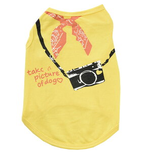 送料無料 犬服 ドッグウェア ドッグウエア プリントTシャツ ノースリーブ タンクトップ 袖なし カメラ バンダナ スカーフ 英字 薄手 抜け毛防止 ペット服 犬用 ペット用 犬 いぬ ドッグ 小型