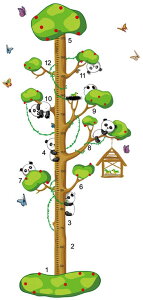 送料無料 ウォールステッカー ウォールシール 身長計 目盛り 壁シール 壁紙シール 壁面装飾 壁装飾 室内装飾 可愛い パンダ 動物 アニマル 木登り インテリア DIY 子供部屋 こども部屋 リビン