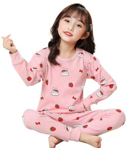 送料無料 パジャマ 上下セット 部屋着 ルームウェア キッズ ジュニア 子ども 子供 男の子 女の子 インナー 長袖 長ズボン ラウンドネック ウエストゴム 動物柄 アニマル柄 犬 ネコ うさぎ く