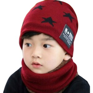 送料無料 親子ペアルック ニット帽 ネックウォーマー 2点セット お揃い 帽子 ぼうし ワッチキャップ ビーニー メンズ レディース キッズ 子供用 あったか 裏ボア 星 スター おしゃれ かっこ