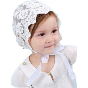 送料無料 ボンネット帽 ベビー 帽子 ハット レース 刺繍 花柄 フリル 赤ちゃん 新生児 春夏 日除け お出掛け 記念日フォト 出産祝い あご紐 レトロ 可愛い