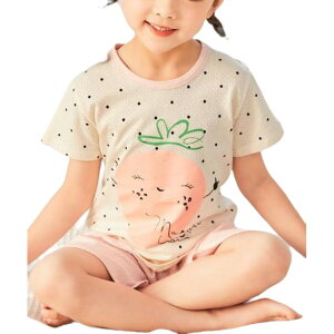送料無料 ルームウェア 部屋着 パジャマ 上下 セットアップ キッズ 子供服 春夏 薄手 メッシュ 可愛い プリント 半袖 半ズボン 寝巻き ナイトウェア トップス Tシャツ カットソー プルオーバ
