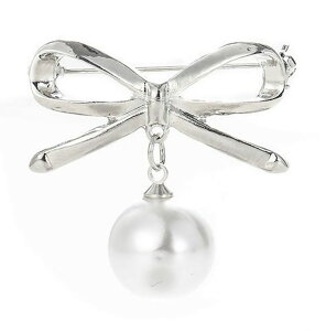 送料無料 ブローチ アクセサリー レディース 女性 婦人 フェイクパール リボン 揺れる 3連 3粒 1粒 ゴールドカラー シルバーカラー おしゃれ かわいい 上品 エレガント 普段使い ギフト プレ
