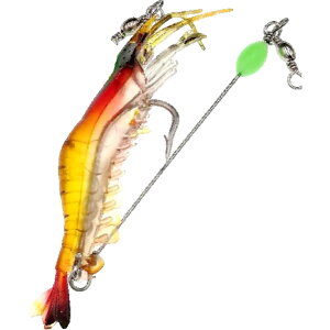 送料無料 エビワーム ソフトルアー 夜光玉 釣り針付き 釣り具 疑似餌 偽餌 フック付き 海老デザイン 軽量 カラフル 海釣り 川釣り 夜釣り 海水 淡水 釣り用品 フィッシング用品 アウトドア