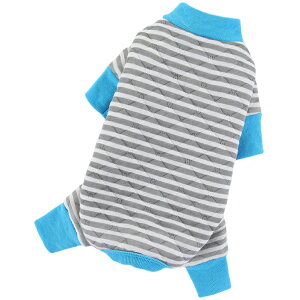 送料無料 ペットウェア カバーオール 犬服 猫服 洋服 ドッグウェア キャットウェア つなぎ キルティング 袖あり プルオーバー 暖かい ボーダー柄 縞々 カジュアル パジャマ お洒落 可愛い 秋