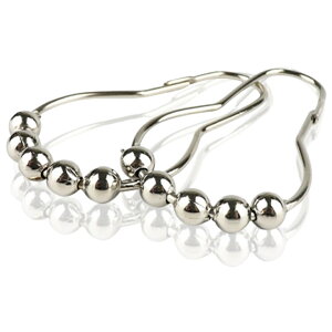 送料無料 カーテンフック 12個セット シャワーカーテン用 カーテンリング 球 ボール 滑らか 開閉 取付簡単 ユニットバス 浴室 クローゼット キッチン バス用品 日用品雑貨