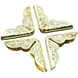 送料無料 コーナー金具 20個入り クラフト材料 約14mm ハンドメイド 手帳 角 カド パーツ 金具 手芸 手作り おしゃれ かわいい アンティーク調 レトロ感 クラシック調 カルトナージュ 厚紙細工