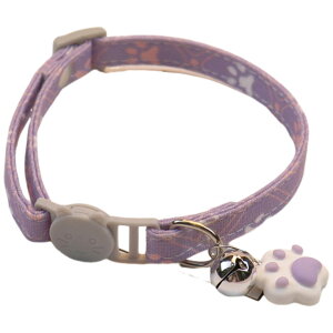 送料無料 首輪 ネコ 猫 セーフティバックル 安全 ペット 調節可能 チョーカー 鈴付き 肉球 チャーム かわいい おしゃれ