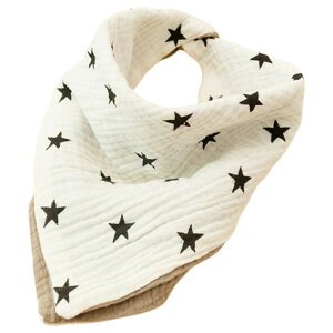 送料無料 スタイ よだれかけ ベビー 赤ちゃん ガーゼ 4層 吸水 リバーシブル 三角 ボタン バンダナ風 簡単着脱 アニマル スター ヒョウ 汚れ防止 シンプル かわいい プレゼント ギフト 肌に優