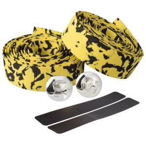 送料無料 バーテープ ハンドルバーテープ 2本セット グリップ用 エンドキャップ付き 自転車用パーツ ロードバイク用パーツ クロスバイク用 滑りにくい スポンジ仕様 無地 単色 迷彩 おしゃ