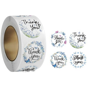 送料無料 サンキューシール ギフトステッカー ラッピング用品 花柄 ボタニカル柄 おしゃれ かわいい 500枚 ロール型 THANK YOU ありがとう 感謝 お礼 プレゼント 配送 発送 ハンドメイド用 手作