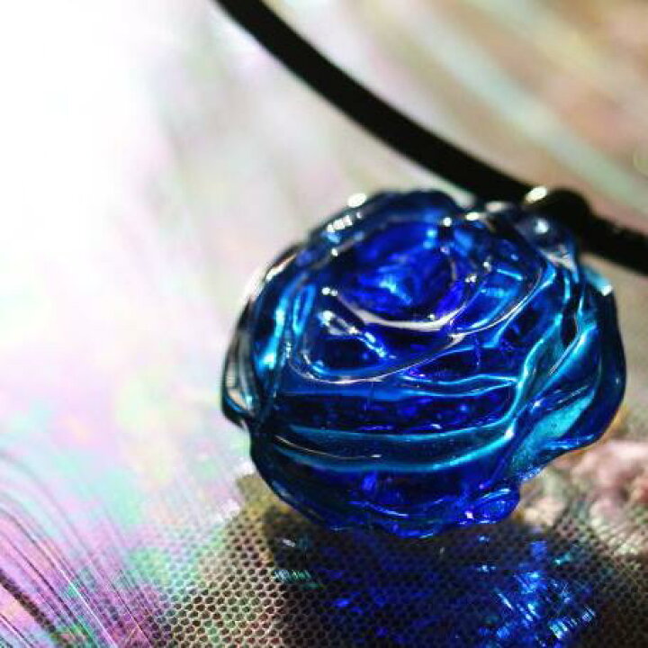 楽天市場】『魅惑のBLUE ROSE』 ガラスアクセサリー ネックレス 