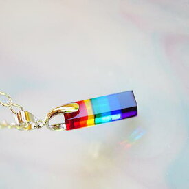 『Rainbow pillar』 ガラスアクセサリー ネックレス・ペンダント 立体造形タイプ