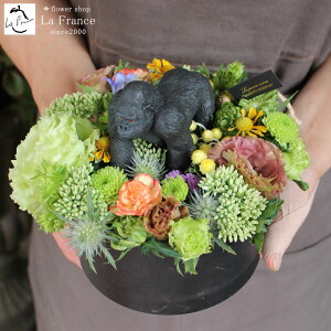 フラワーアレンジメント 花 動物 プレゼント ギフト かわいい フィギュア 豪華 サプライズ インパクト センスのある おしゃれ かっこいい 個性的 開店祝い 誕生日 お祝い 記念日