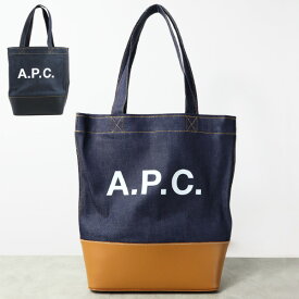 A.P.C. アーペーセー Logo Print Denim Tote トートバッグ 鞄 デニム レザー ロゴプリント レディース メンズ ユニセックス CODDPM61444IAK
