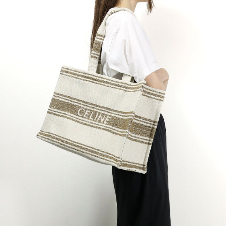 楽天市場】Celine セリーヌ Large Cabas Thais Striped Textile Tote  