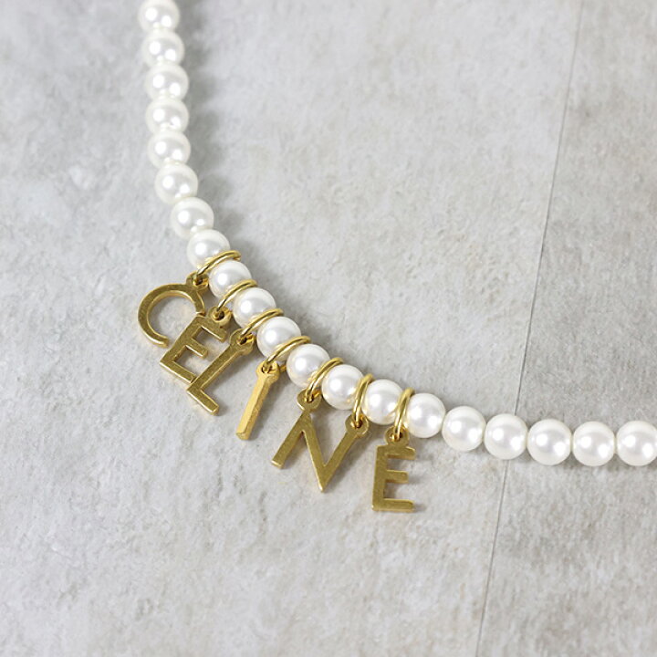 楽天市場】CELINE セリーヌ CELINE PARIS PEARL NECKLACE ネックレス 