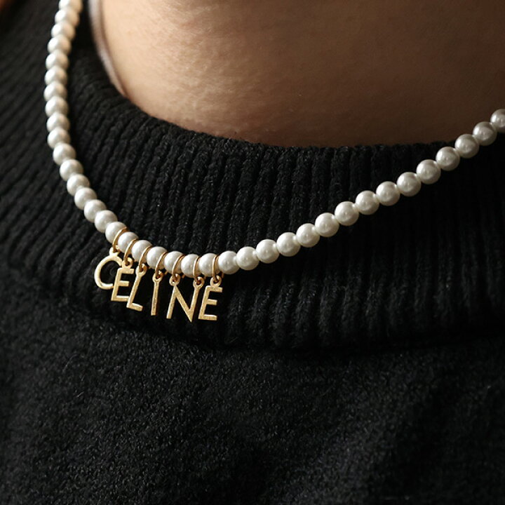 楽天市場】CELINE セリーヌ CELINE PARIS PEARL NECKLACE ネックレス  