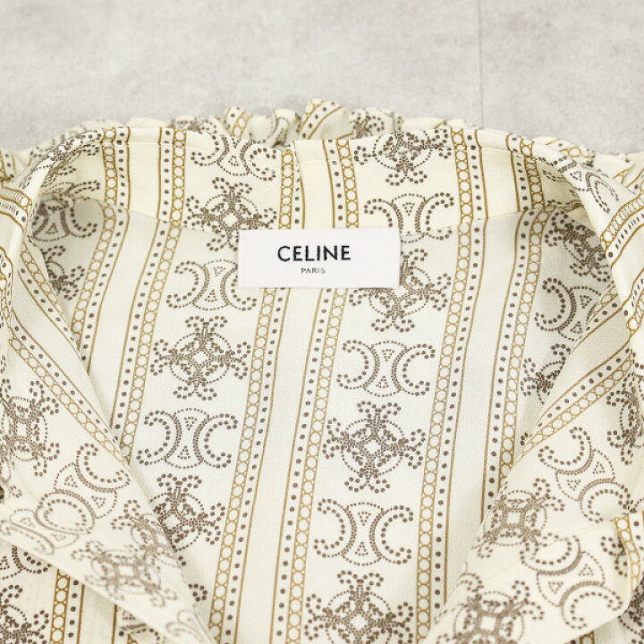 楽天市場】CELINE セリーヌ Triomphe Frill Blouse クレープ ド シーヌ 