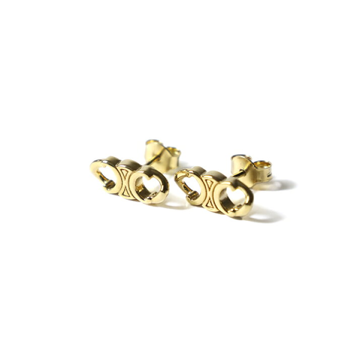 楽天市場】CELINE セリーヌ Triomphe Gourmette Studs Earrings ピアス 