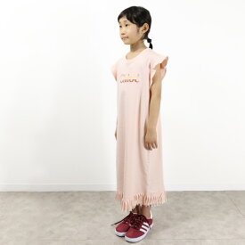 Chloe クロエ Fringe Frill Dress ワンピース フレンチスリーブ ロゴ クルーネック キッズ 子供 C12907