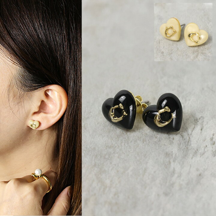 楽天市場】Coach コーチ Resin Heart Stud Earrings 37422706 ピアス 