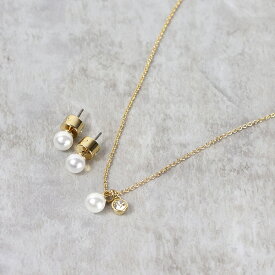 Coach コーチ Pearl Stone Necklace and Earrings Set 3744337 ピアス スタッドピアス ネックレス セット アクセサリー パール 真鍮 レディース