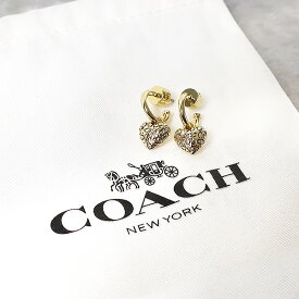 4/30迄！Instagramフォロワーさん限定クーポン発行中！Coach コーチ Quilted C Heart Huggie Earrings 37460422 ハギーピアス フープピアス ピアス 両耳用 2way アクセサリー ハート 真鍮 チタン キルテッド レディース