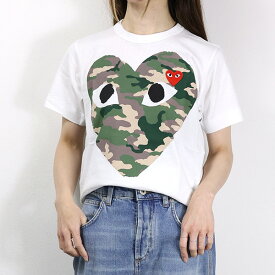 COMME des GARCONS コムデギャルソン Play Camouflage Heart T-Shirts Tシャツ 半袖 ロゴ レッドハート プレイコムデギャルソン 迷彩柄 レディース AZT241 AZT241