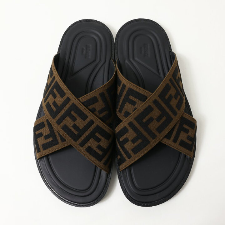 楽天市場】FENDI フェンディ FF Logo Cross Slider Slippers 7X1222  