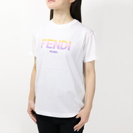 FENDI フェンディ Logo T-SHIRT Tシャツ 半袖 クルーネック コットン ロゴ キッズ 女の子 大人も可 JFI2617AJ