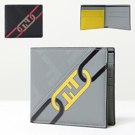 FENDI フェンディ Bi-Fold Wallet 二つ折り財布 折りたたみ財布 小銭入れなし コンパクト FFロゴ レザー メンズ 7M0169ALE8