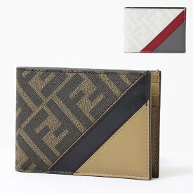 FENDI フェンディ FF LOGO Bi-Fold Wallet 折りたたみ財布 ミニ財布 カードケース 名刺入れ レザー 本革 FFロゴ メンズ 7M0303AJF8