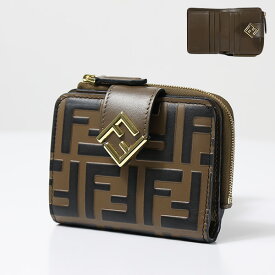 FENDI フェンディ FF Logo Bi-Fold Wallet FFダイヤモンド 二つ折り財布 折りたたみ財布 ミニ財布 レザー 本革 レディース 8M0490 ADYM F13VK