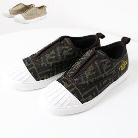 大人もOK！FENDI フェンディ FENDI KIDS FF MONOGRAM SNEAKERS スニーカー スリッポン ラウンドトゥ モノグラム柄 ロゴ キッズ JMR462 AJZE/JMR462 AQ6O