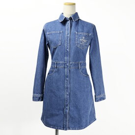 FENDI フェンディ FENDI KIDSLOGO DENIM ONEPIECE ワンピースドレス デニム ワンピース 長袖 ロゴ カジュアル キッズ 女の子 大人もOK レディース JFB641 AMHX