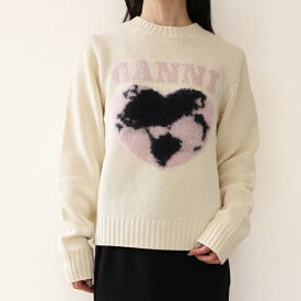 Ganni ガニー ニット Graphic Soft Wool Mix Sweater K2218 レディース セーター 長袖 クルーネック ハート ロゴ ウールブレンド LaG Onlinestore