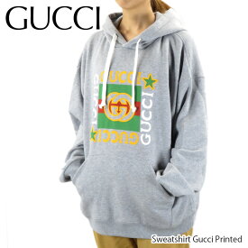 GUCCI グッチ Sweatshirt Gucci Printed パーカー フーディー プルオーバー 長袖 オーバーサイズ ヴィンテージロゴ ロゴプリント レディース［605154 XJCCD 1230］