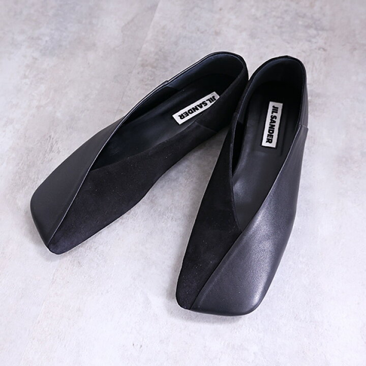 楽天市場】Jil Sander ジルサンダー Square Toe Leather Ballet Shoes 