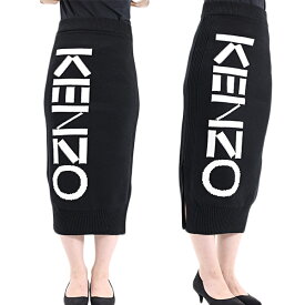 KENZO ケンゾー Knit Skirt F962JU563814 ニットスカート タイトスカート ロゴ モノトーン レディース